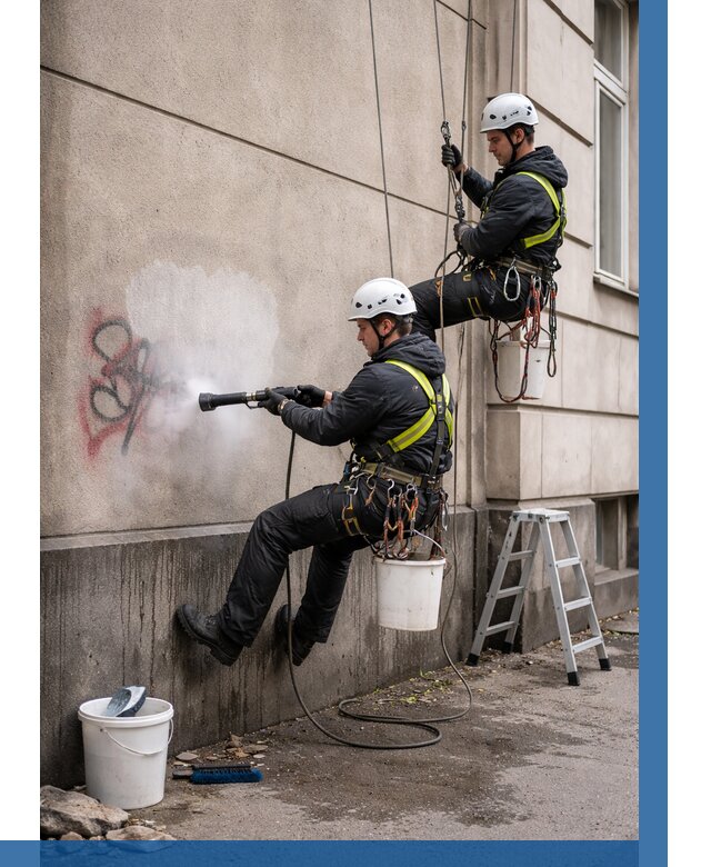 Удаление граффити с фасада в Ржеве от 4626 р. | ВЫСОТНИК-Ржв