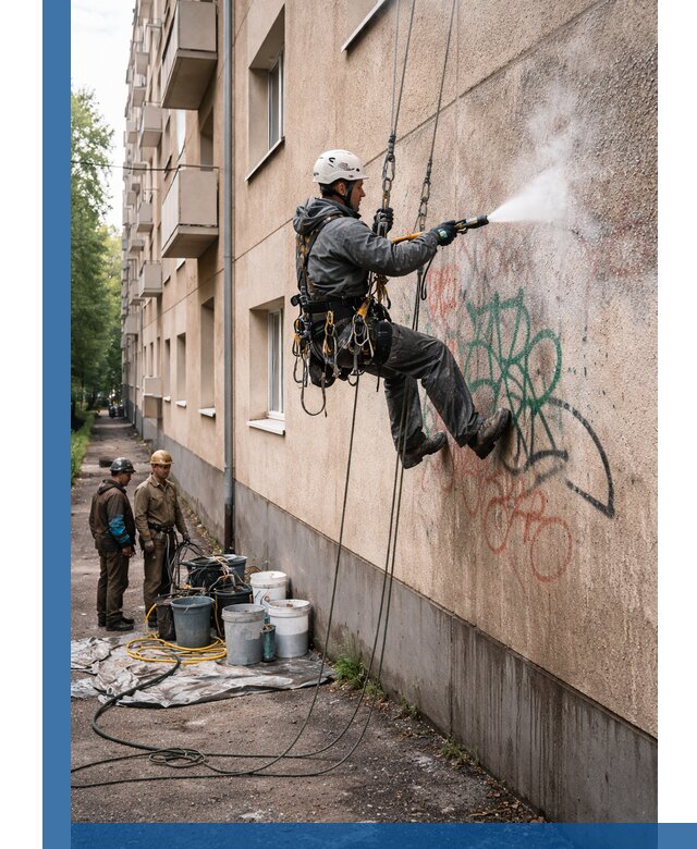 Удаление граффити с фасада в Ржеве без следов и повреждений