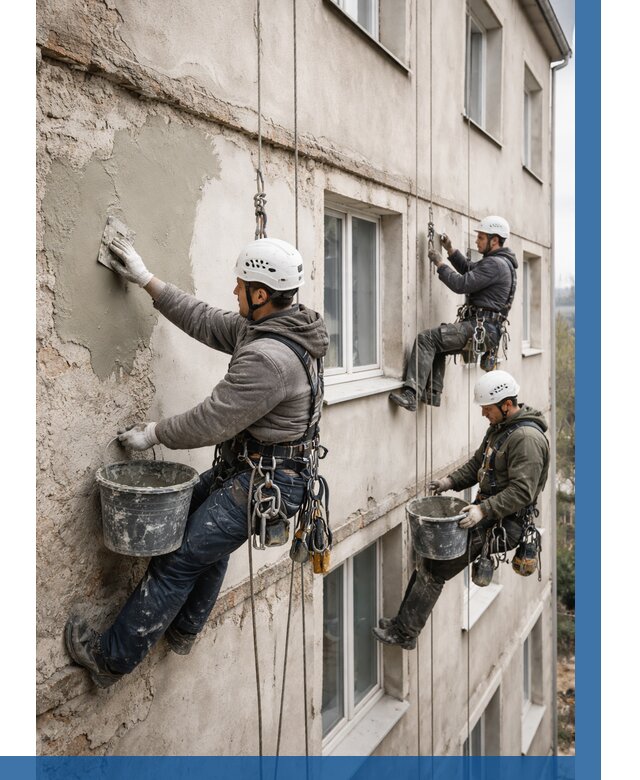 Ремонт штукатурного фасада в Ржеве от 771 р. под ключ | ВЫСОТНИК-Ржв