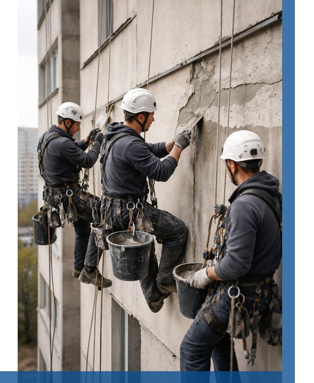 Ремонт бетонных элементов фасада в Ржеве от 2570 р. | ВЫСОТНИК-Ржв