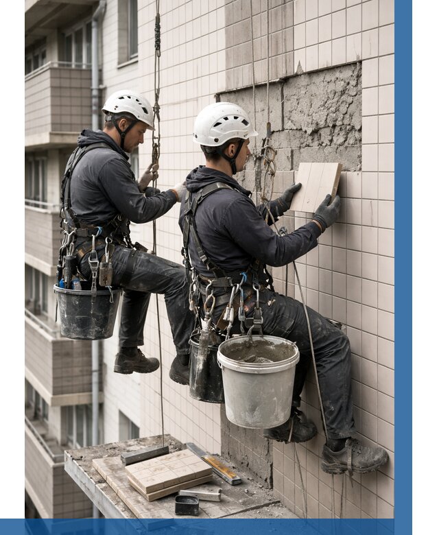 Ремонт облицовки фасада плиткой в Ржеве от 1850 р. | ВЫСОТНИК-Ржв