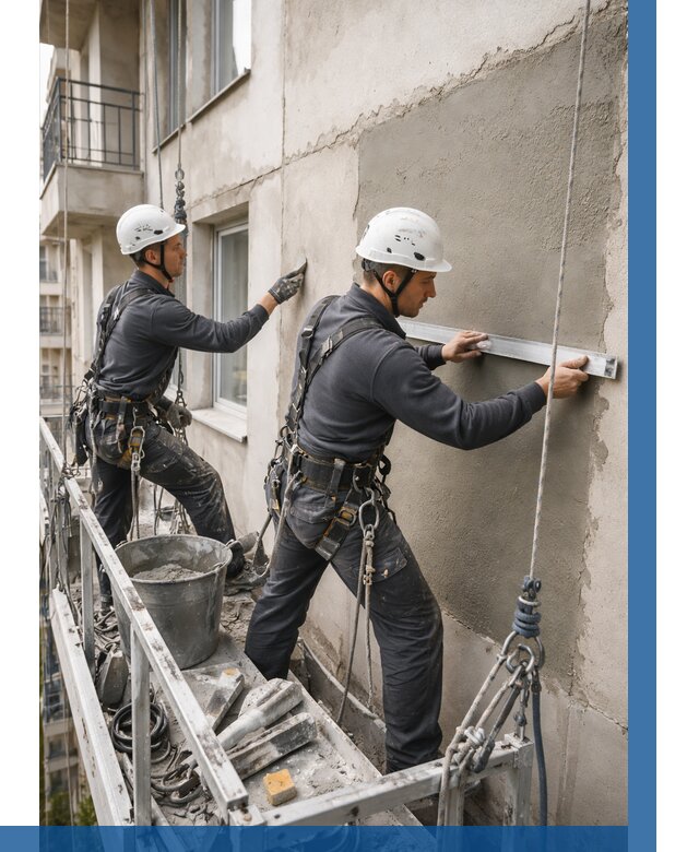 Штукатурка фасада на высоте в Ржеве от 925 р. | ВЫСОТНИК-Ржв