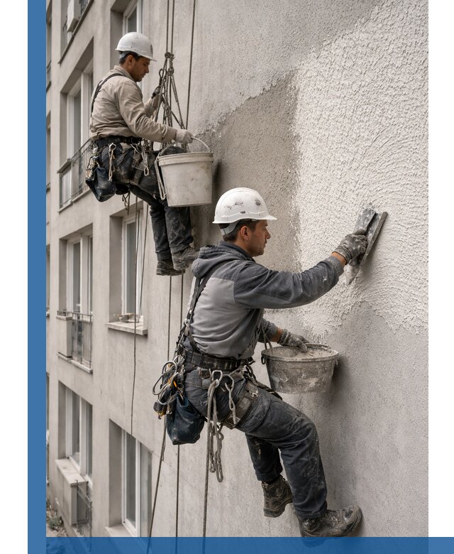 Нанесение декоративной штукатурки короед на фасад в Ржеве