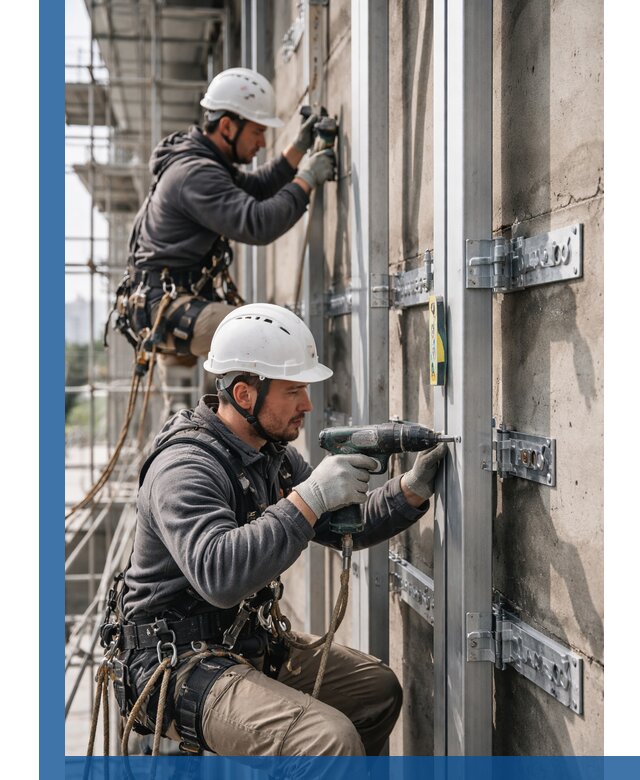 Монтаж и крепление подсистемы вентфасада в Ржеве