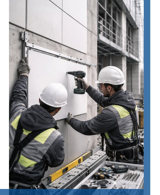 Монтаж композитных панелей фасада в Ржеве от 2570 р. | ВЫСОТНИК-Ржв