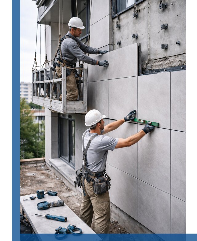 Монтаж керамогранита на фасад в Ржеве под ключ с гарантией качества