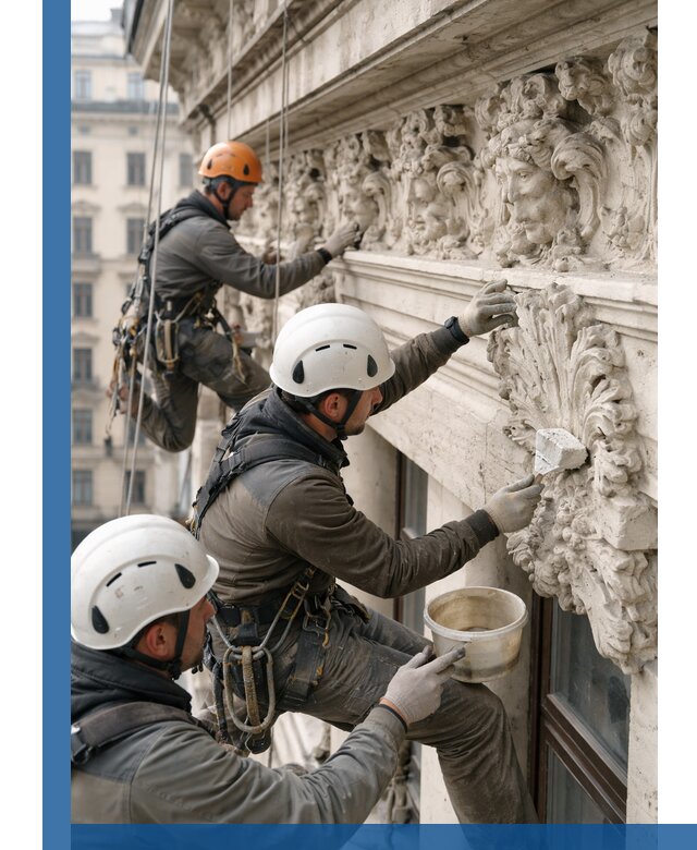 Реставрация фасадной лепнины с высотными работами в Ржеве