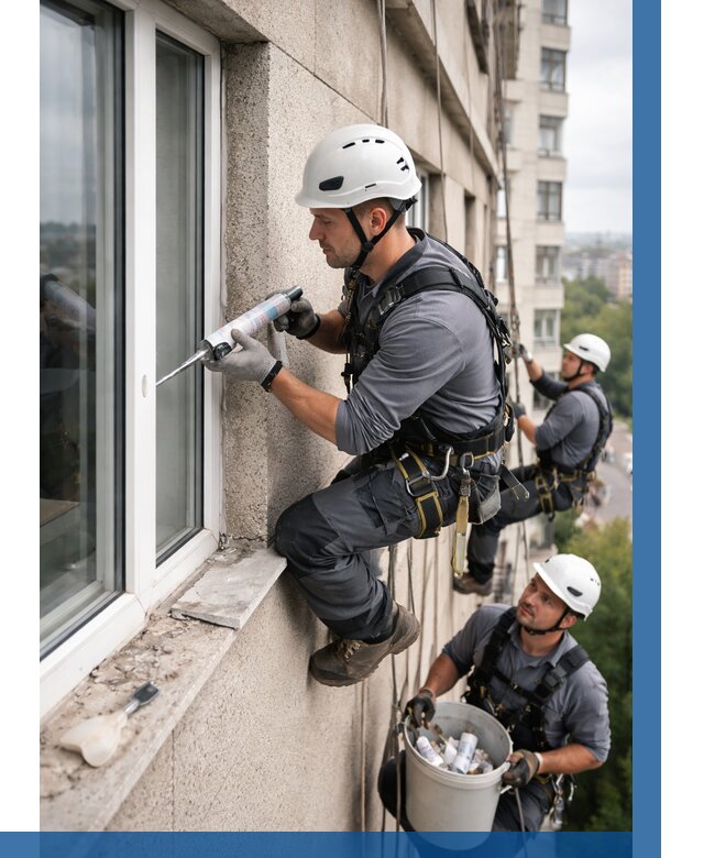 Герметизация оконных швов снаружи в Ржеве от 1542 р. | ВЫСОТНИК-Ржв