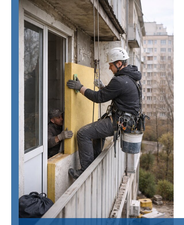 Профессиональное утепление балкона снаружи в Ржеве под ключ