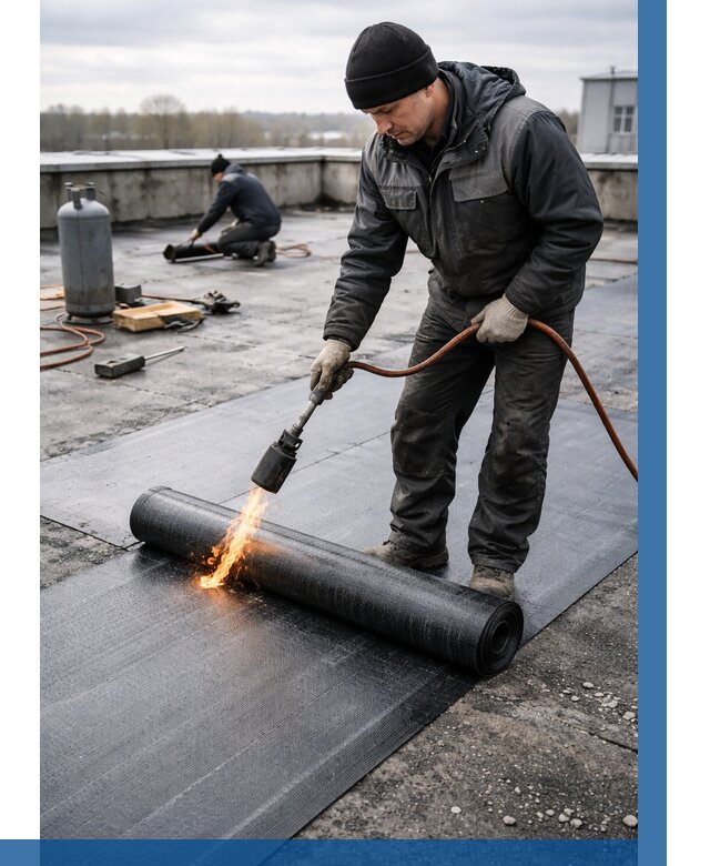 Ремонт наплавляемой кровли в Ржеве от 720 р. | ВЫСОТНИК-Ржв