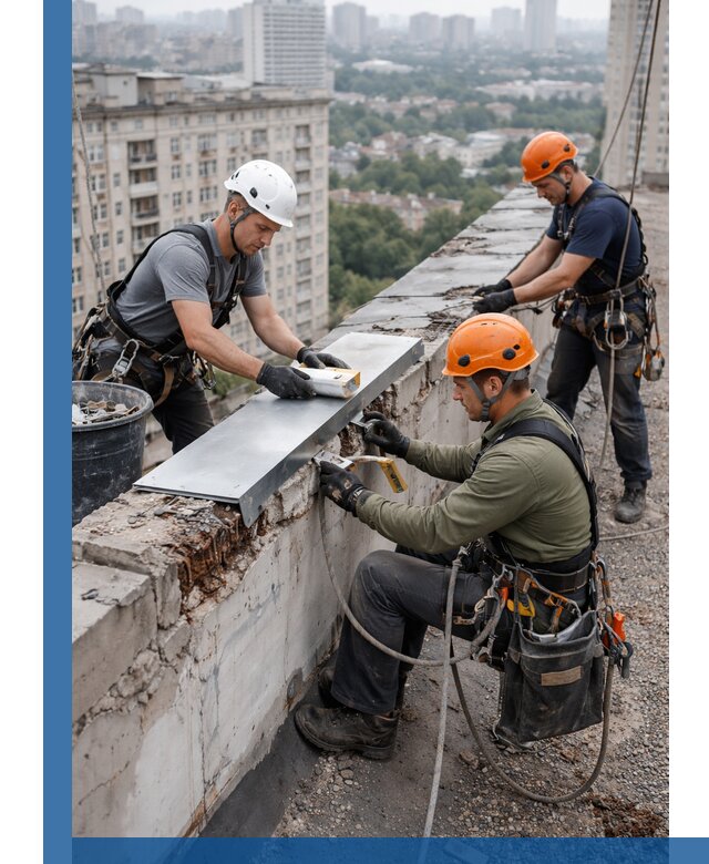 Ремонт парапета на кровле в Ржеве, высотные работы с гарантией