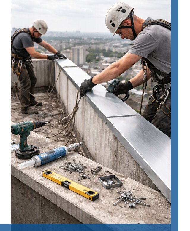 Монтаж парапетных крышек в Ржеве от 822 р. | ВЫСОТНИК-Ржв