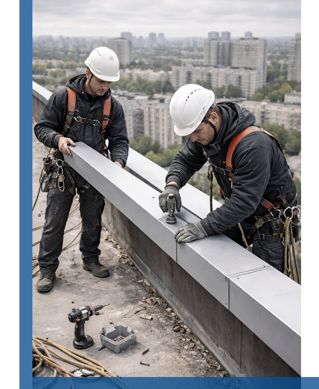 Монтаж парапетных крышек и ограждений кровли в Ржеве