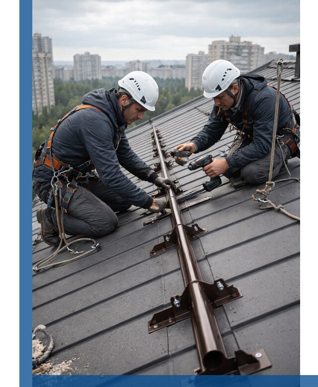 Монтаж снегозадержателей на кровле зданий в Ржеве под ключ