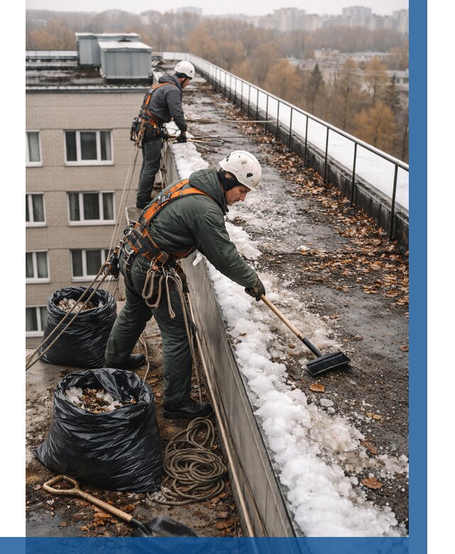 Очистка кровли по периметру в Ржеве от 565 р. | ВЫСОТНИК-Ржв