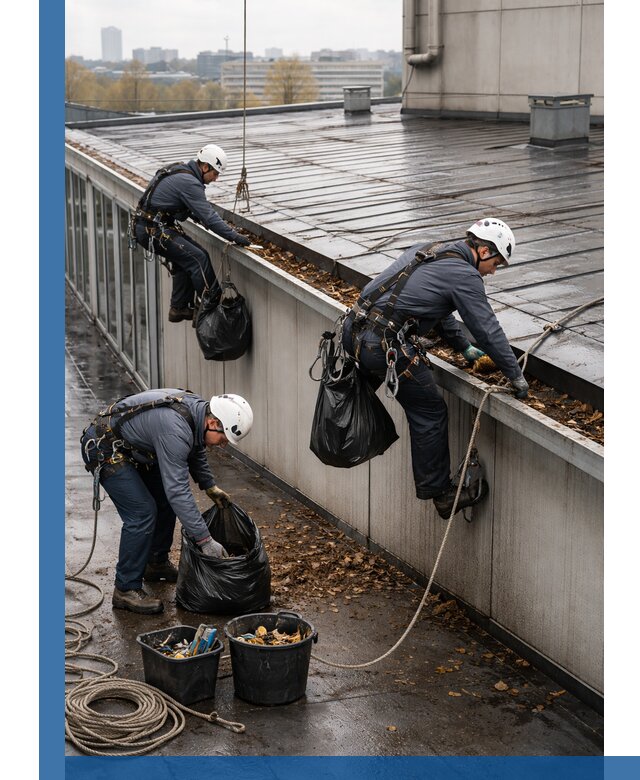 Очистка кровли по периметру в Ржеве силами промышленных альпинистов