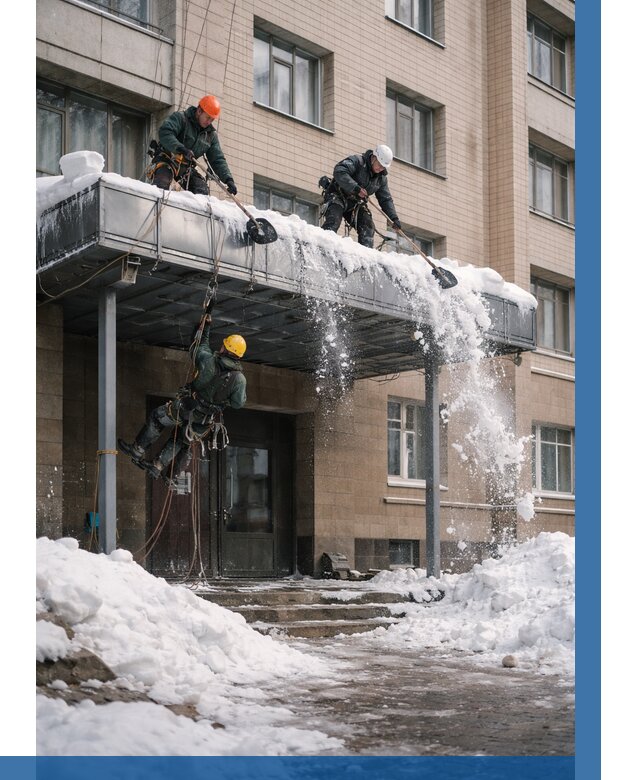 Очистка козырьков от снега в Ржеве от 3598 р. | ВЫСОТНИК-Ржв