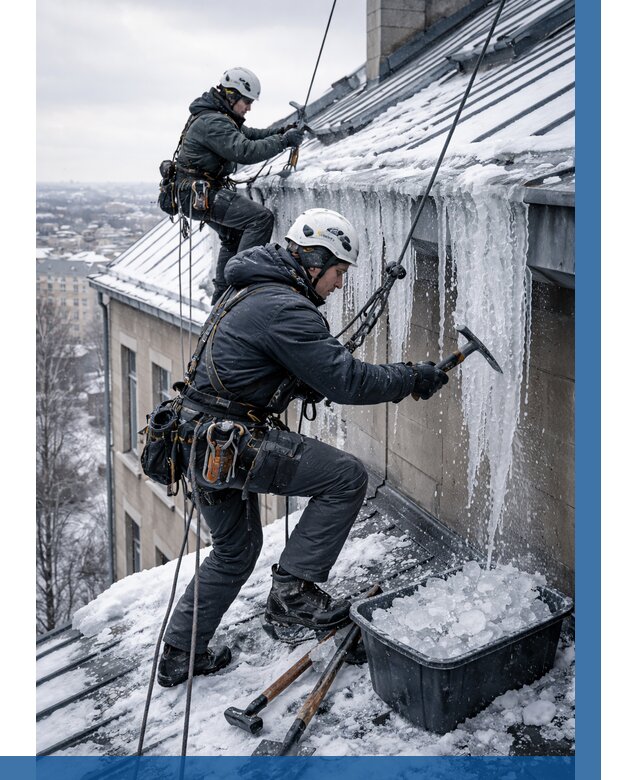 Удаление наледи с кровли в Ржеве от 5653 р. | ВЫСОТНИК-Ржв