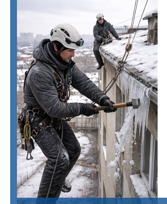 Сбивание и удаление сосулек с крыши в Ржеве безопасно
