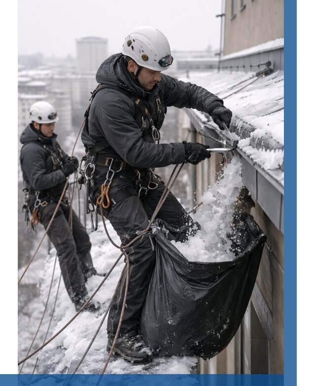 Аварийная очистка крыши в Ржеве под ключ от 308 р. | ВЫСОТНИК-Ржв