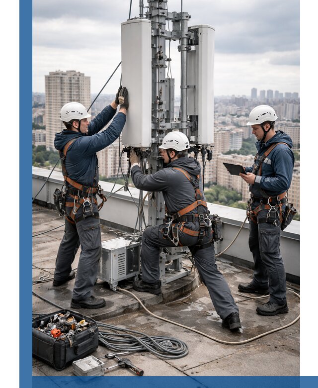 Монтаж антенн связи на крыше в Ржеве с вводом в эксплуатацию