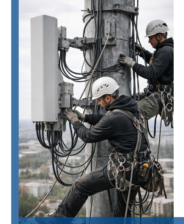 Монтаж оборудования связи на мачте в Ржеве с пусконаладкой