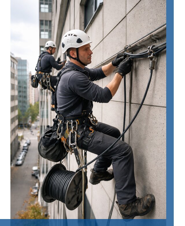 Прокладка кабеля по фасаду в Ржеве от 360 р. | ВЫСОТНИК-Ржв