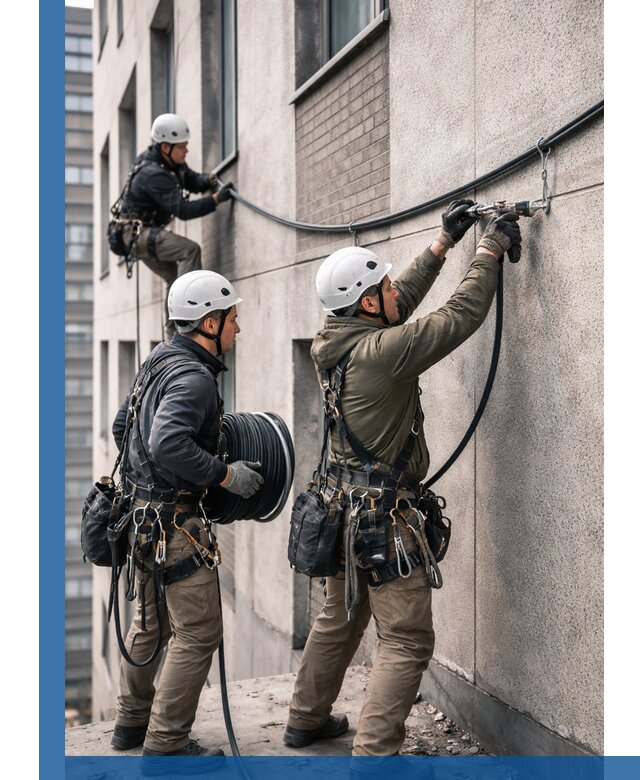 Прокладка кабеля по фасаду в Ржеве, профессиональный монтаж