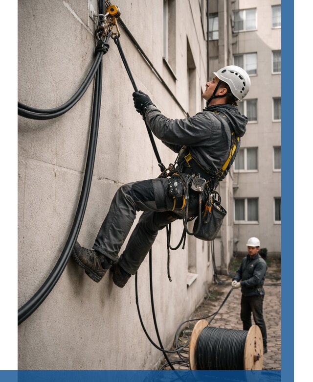 Протяжка кабеля питания на высоте в Ржеве от 463 р. | ВЫСОТНИК-Ржв