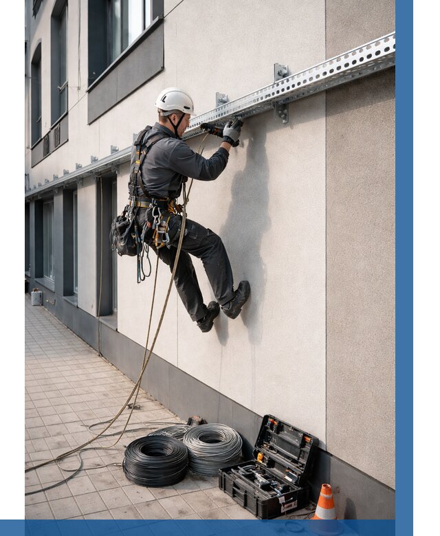 Монтаж кабельных лотков на фасаде в Ржеве от 1233 р. | ВЫСОТНИК-Ржв