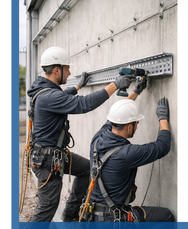 Монтаж кабельных лотков на фасаде зданий в Ржеве с гарантией