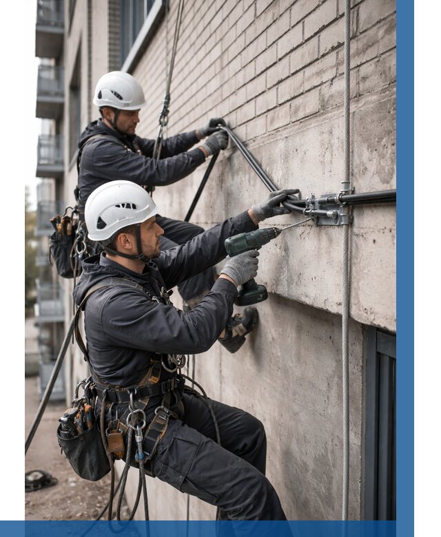 Крепление кабеля на фасаде в Ржеве от 360 р. | ВЫСОТНИК-Ржв