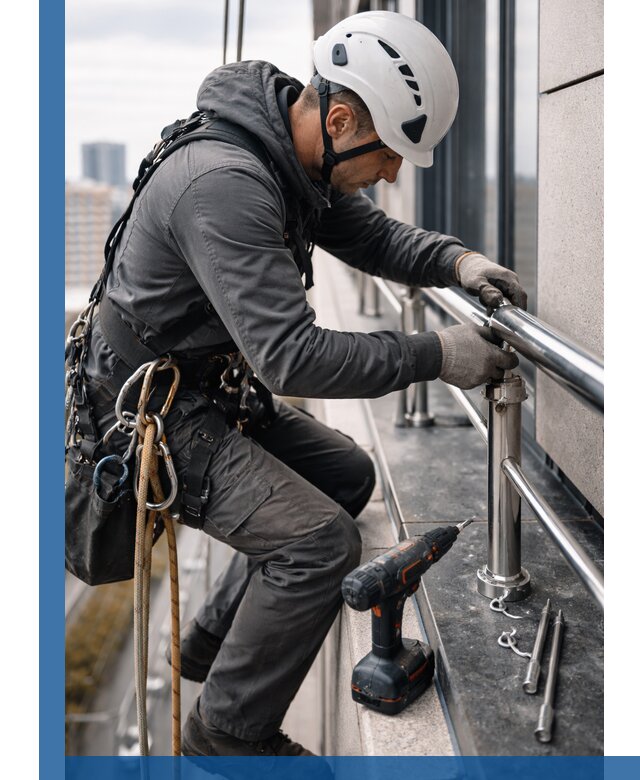 Монтаж ограждений на высоте в Ржеве для зданий и конструкций