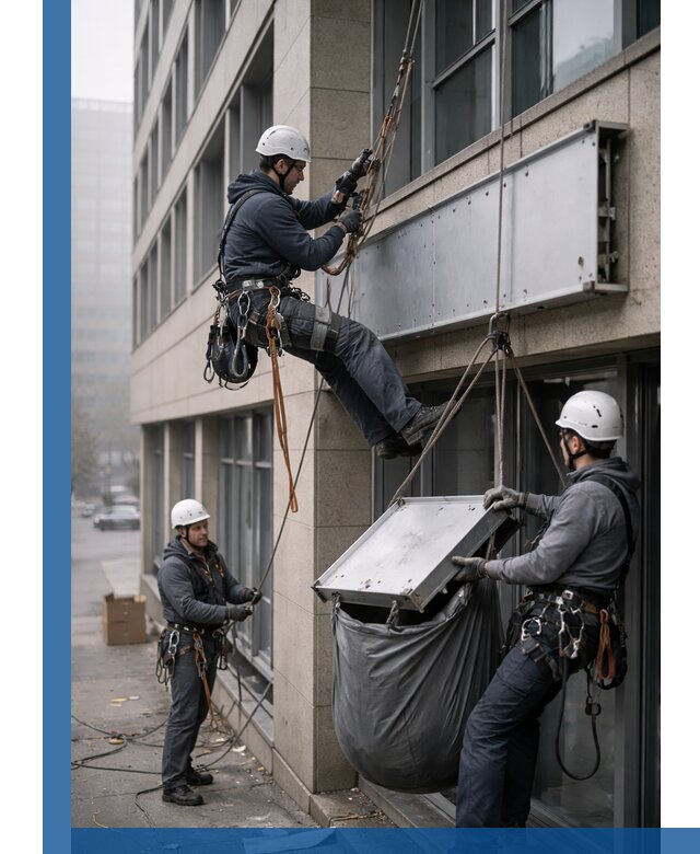 Демонтаж рекламной вывески с высотными работами в Ржеве