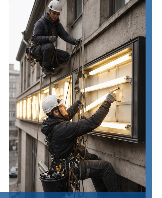 Замена ламп в вывеске в Ржеве под ключ от 3598 р. | ВЫСОТНИК-Ржв