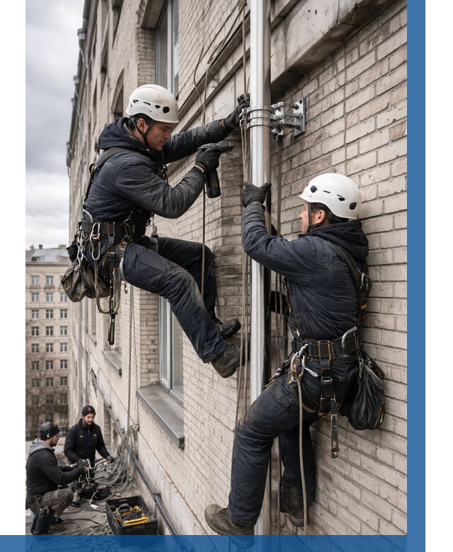 Монтаж флагштока на здании в Ржеве от 6681 р. | ВЫСОТНИК-Ржв