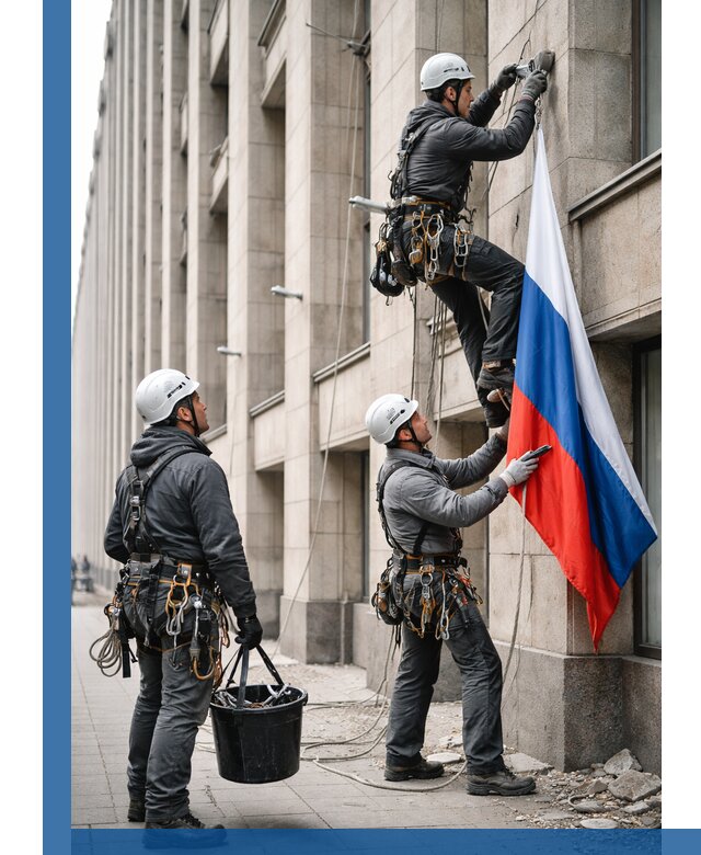 Профессиональная установка флагов на фасаде в Ржеве