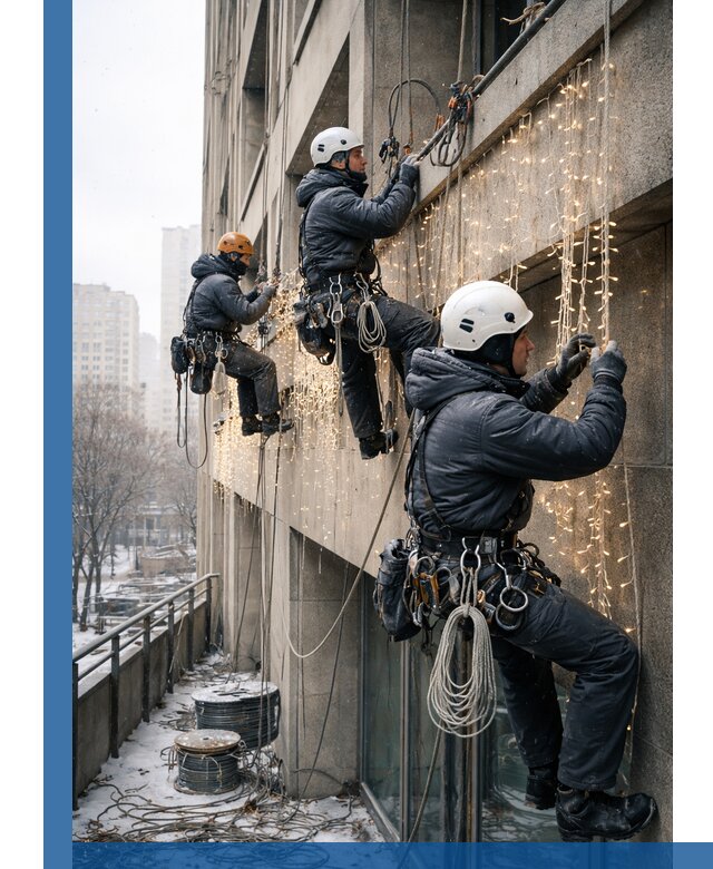 Монтаж новогодней иллюминации и украшение фасадов в Ржеве