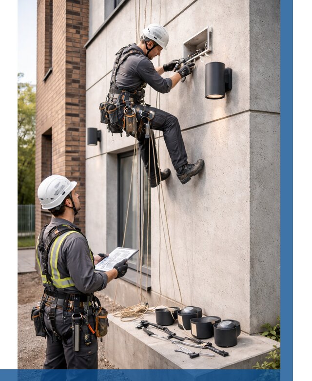 Монтаж фасадного освещения в Ржеве от 2570 р. | ВЫСОТНИК-Ржв