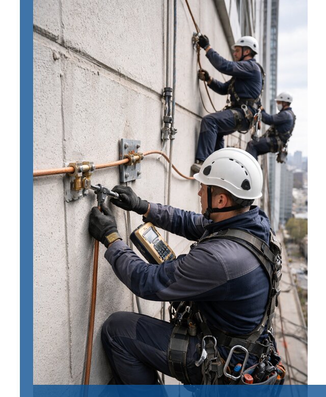 Монтаж системы заземления здания и молниезащиты в Ржеве