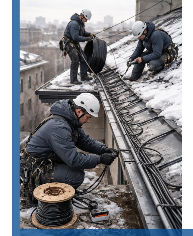 Монтаж греющего кабеля на кровле в Ржеве под ключ