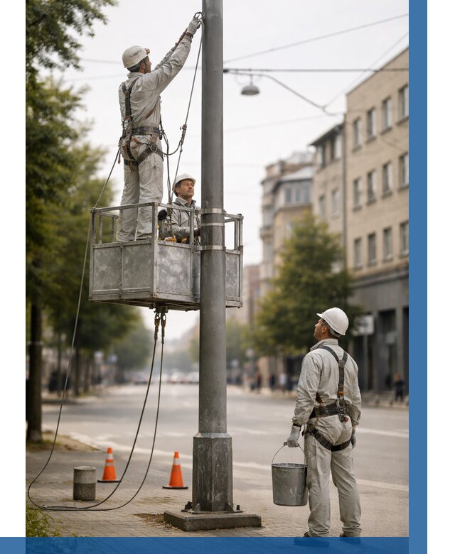 Покраска опор освещения в Ржеве от 5140 р. | ВЫСОТНИК-Ржв