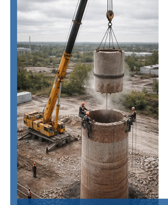 Демонтаж дымовой трубы в Ржеве с гарантиями безопасности