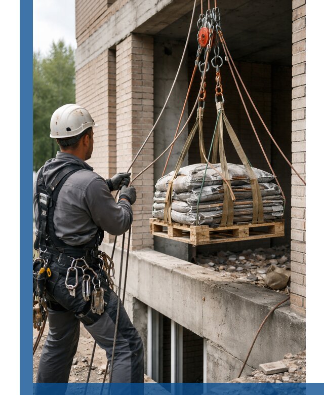 Подъем материалов на этаж веревками в Ржеве оперативно