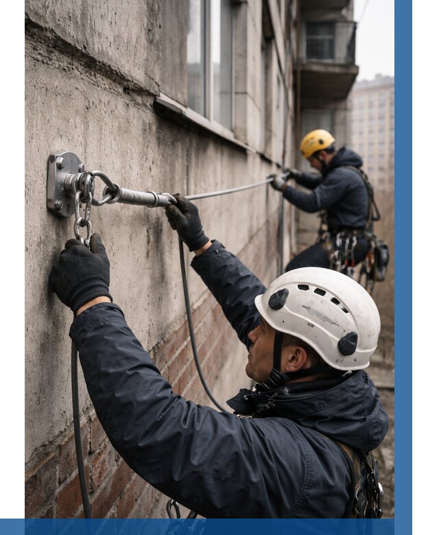 Монтаж анкерных линий в Ржеве от 3084 р. | ВЫСОТНИК-Ржв