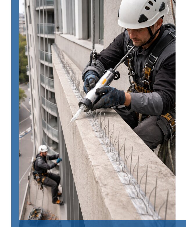 Установка шипов от птиц на фасадах и кровлях в Ржеве